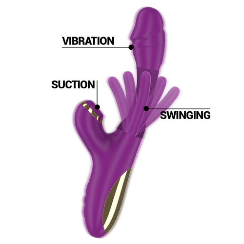 INTENSE - ATENEO VIBRATORE MULTIFUNZIONE RICARICABILE 7 VIBRAZIONI CON LINGUA OSCILLANTE E ONDE STIMOLANTI VIOLA