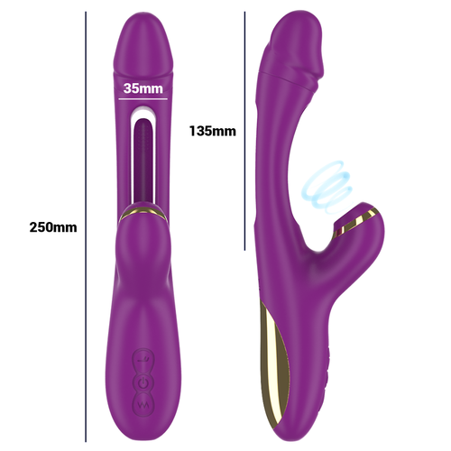 INTENSE - ATENEO VIBRATORE MULTIFUNZIONE RICARICABILE 7 VIBRAZIONI CON LINGUA OSCILLANTE E ONDE STIMOLANTI VIOLA