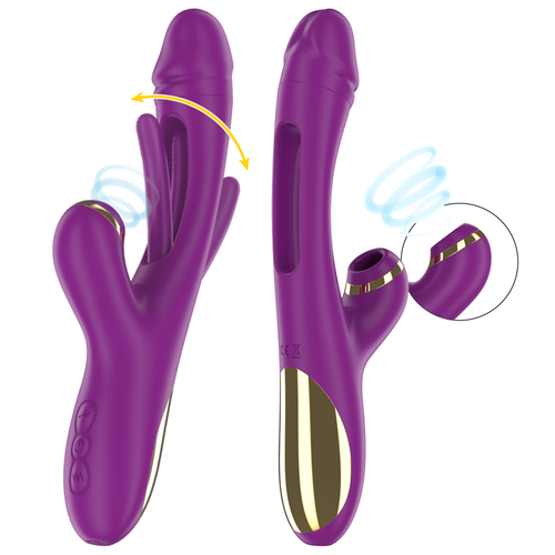 INTENSE - ATENEO VIBRATORE MULTIFUNZIONE RICARICABILE 7 VIBRAZIONI CON LINGUA OSCILLANTE E ONDE STIMOLANTI VIOLA