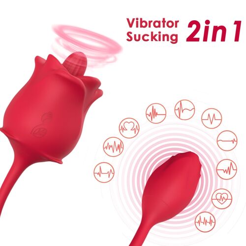 ARMONY - STIMOLATORE ROSA 2 IN 1 ONDE E VIBRATORE 10 MODALITÀ CON CODA ROSSA