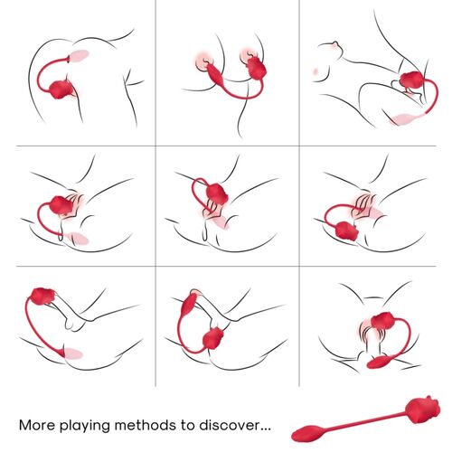ARMONY - STIMOLATORE ROSA 2 IN 1 ONDE E VIBRATORE 10 MODALITÀ CON CODA ROSSA