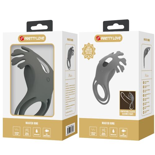 PRETTY LOVE - RUBEN DOPPIO ANELLO VIBRANTE CON STIMOLATORE GRIGIO