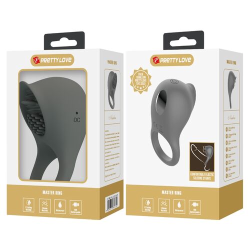 PRETTY LOVE - NIMBUS ANELLO VIBRATORE CON LINGUA GRIGIA
