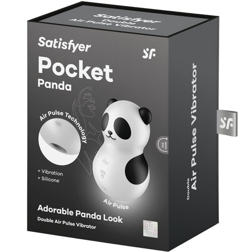 SATISFYER TESTER POCKET PANDA STIMOLATORE E VIBRATORE IN BIANCO E NERO (NON IN VENDITA)