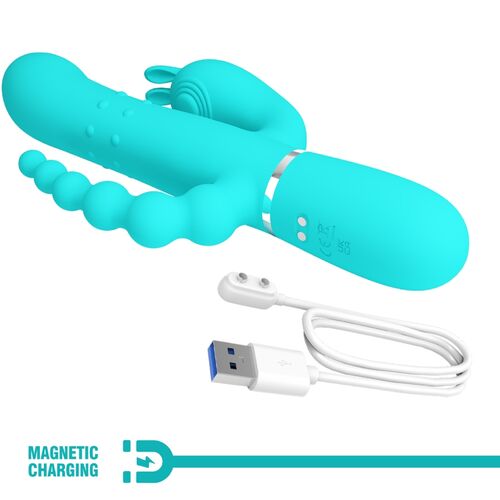 PRETTY LOVE - CAMMY 4 IN 1 MULTIFUNZIONE VIBRATORE TRIPLE RABBIT BLU
