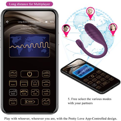 PRETTY LOVE - VIBRATORE CONTROLLATO DA APP LEVIATHAN VIOLA