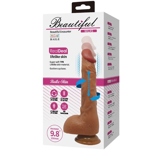 BAILE - BELLISSIMO WILKS 5 IMPOSTAZIONI VIBRATORE REALISTICO 25 CM MULATO